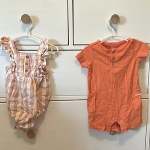 Carters Brand Twin Matching Set - Orange & Pink 6M